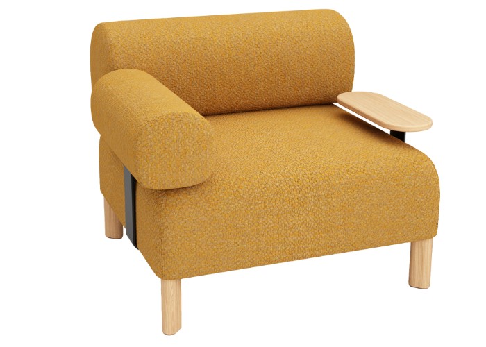 Pebble Single Lounge + 1 Armrest + Table - Mustard